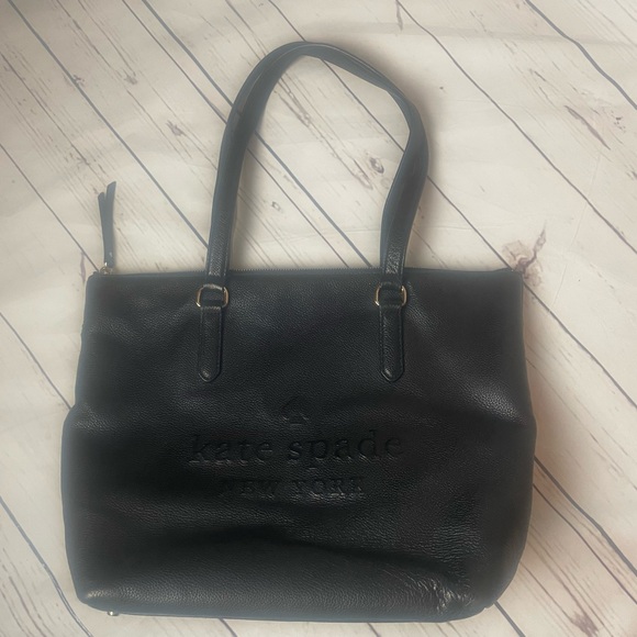kate spade Handbags - Kate Spade Larchmont Avenue Embossed Logo Leather Tote Bag Purse Black WKRU5619